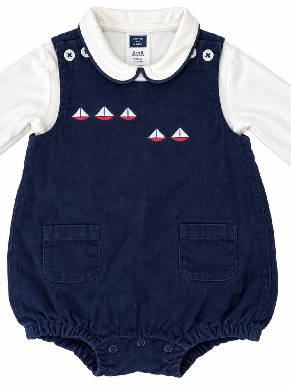 Janie and Jack Baby Boy Sailboat Bubble Romper 3-6 Months